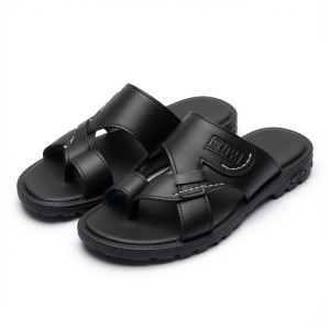 Black Double Strap Comfort Slide Sandals